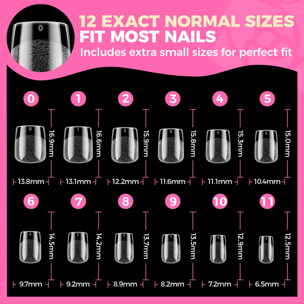 UNA GELLA Almond Gel Nail Tips 504PCS Pre-Etched Clear Fake Nails Tips