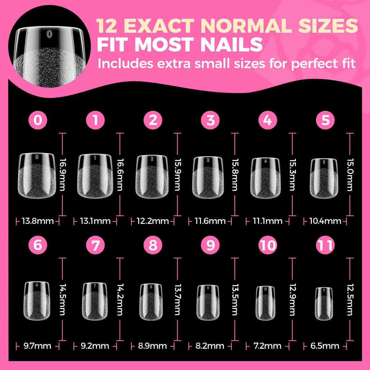 UNA GELLA Almond Gel Nail Tips 504PCS Pre-Etched Clear Fake Nails Tips