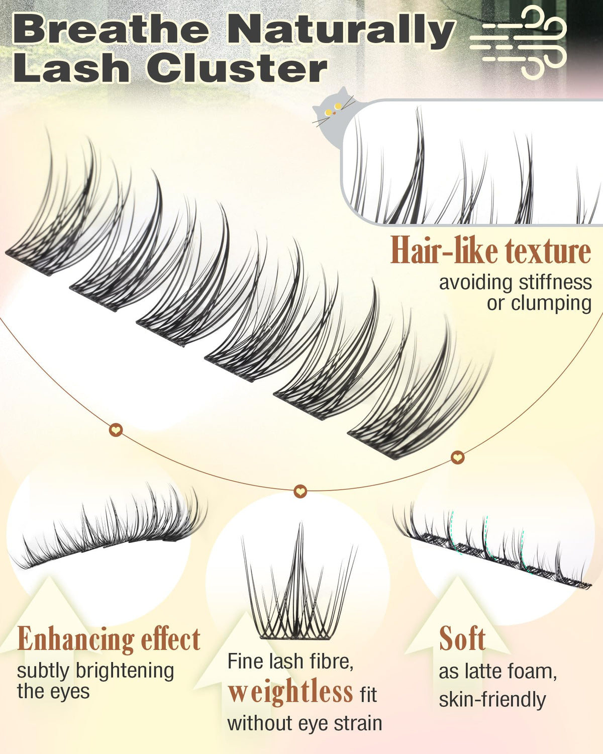Goddvenus Lash Clusters Kit Wispy Eyelash Clusters Lashes Natural DIY Lash Extension Kit 10-16mm Cluster Eyelash Extensions Kit 300pcs C Curl Individual Lashes Cluster Eyelash (With Tweezers)