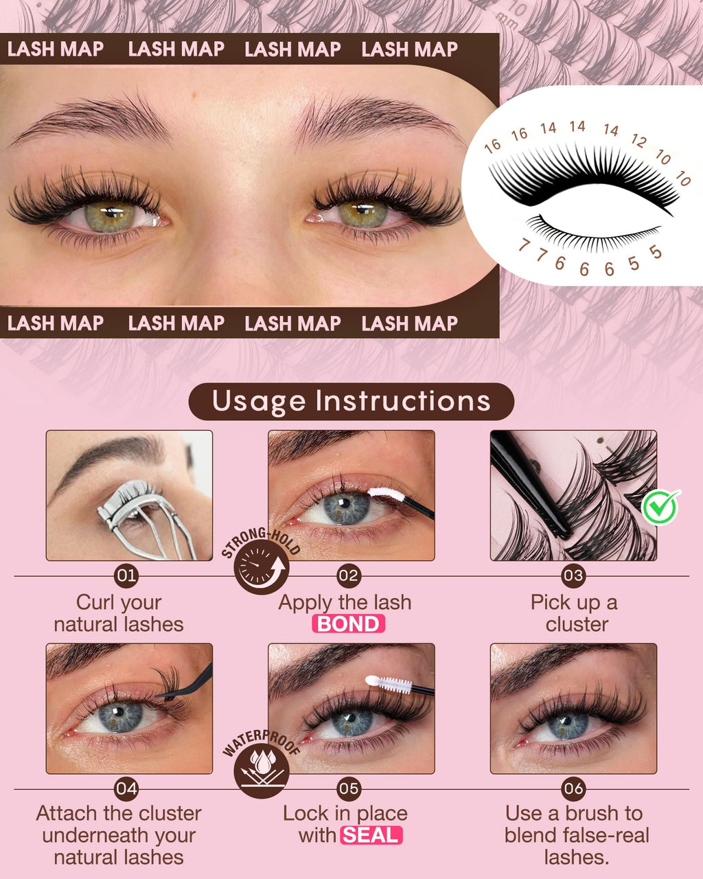 Goddvenus Lash Clusters Kit Wispy Eyelash Clusters Lashes Natural DIY Lash Extension Kit 10-16mm Cluster Eyelash Extensions Kit 300pcs C Curl Individual Lashes Cluster Eyelash (With Tweezers)