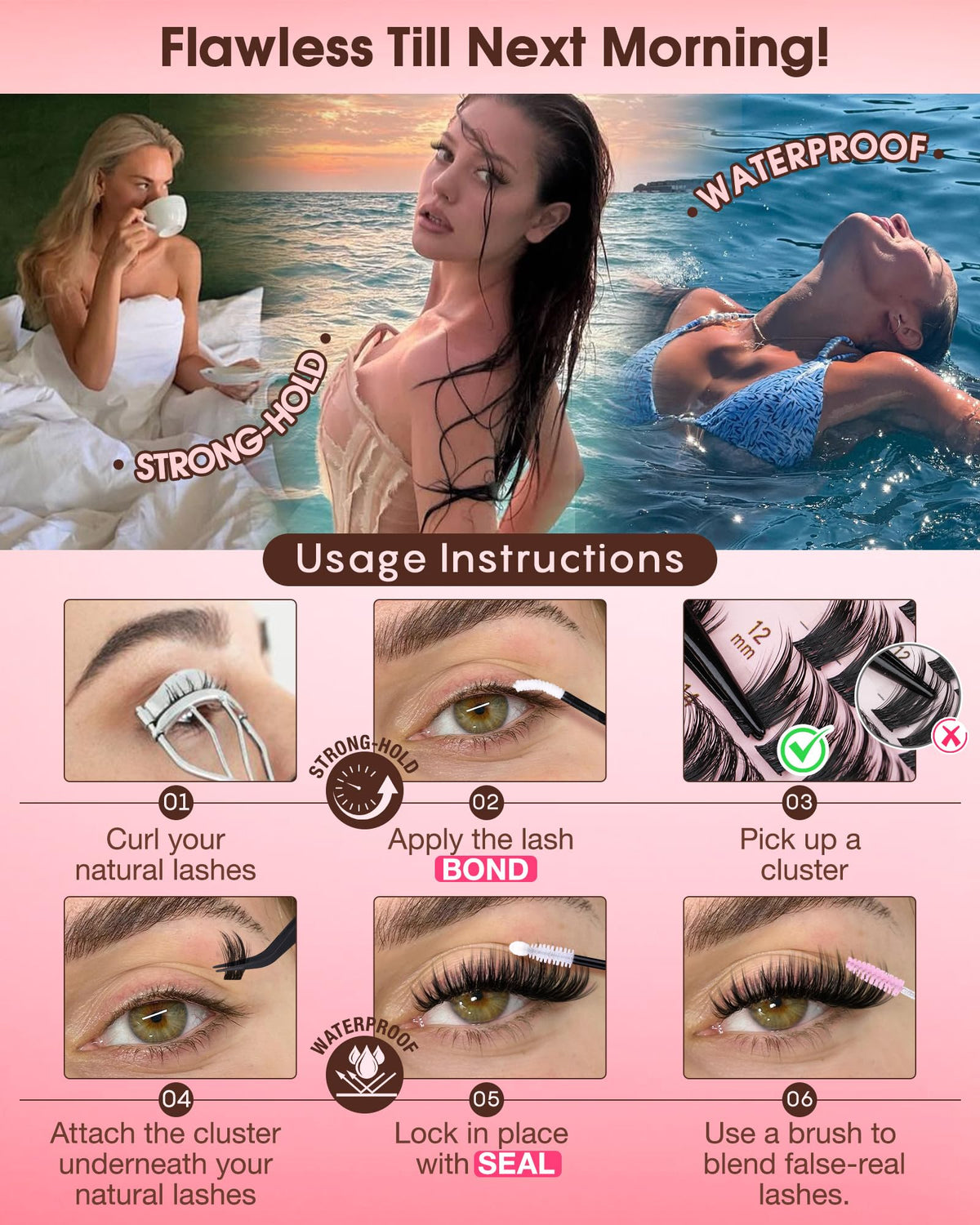 Goddvenus Lash Clusters Kit Wispy Eyelash Clusters Lashes Natural DIY Lash Extension Kit 10-16mm Cluster Eyelash Extensions Kit 300pcs C Curl Individual Lashes Cluster Eyelash (With Tweezers)