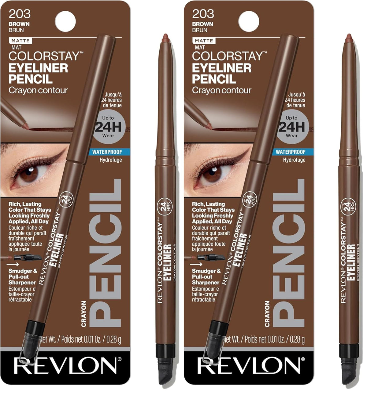 Revlon ColorStay Pencil Waterproof Eyeliner, 202 Black Brown, 0.01 oz