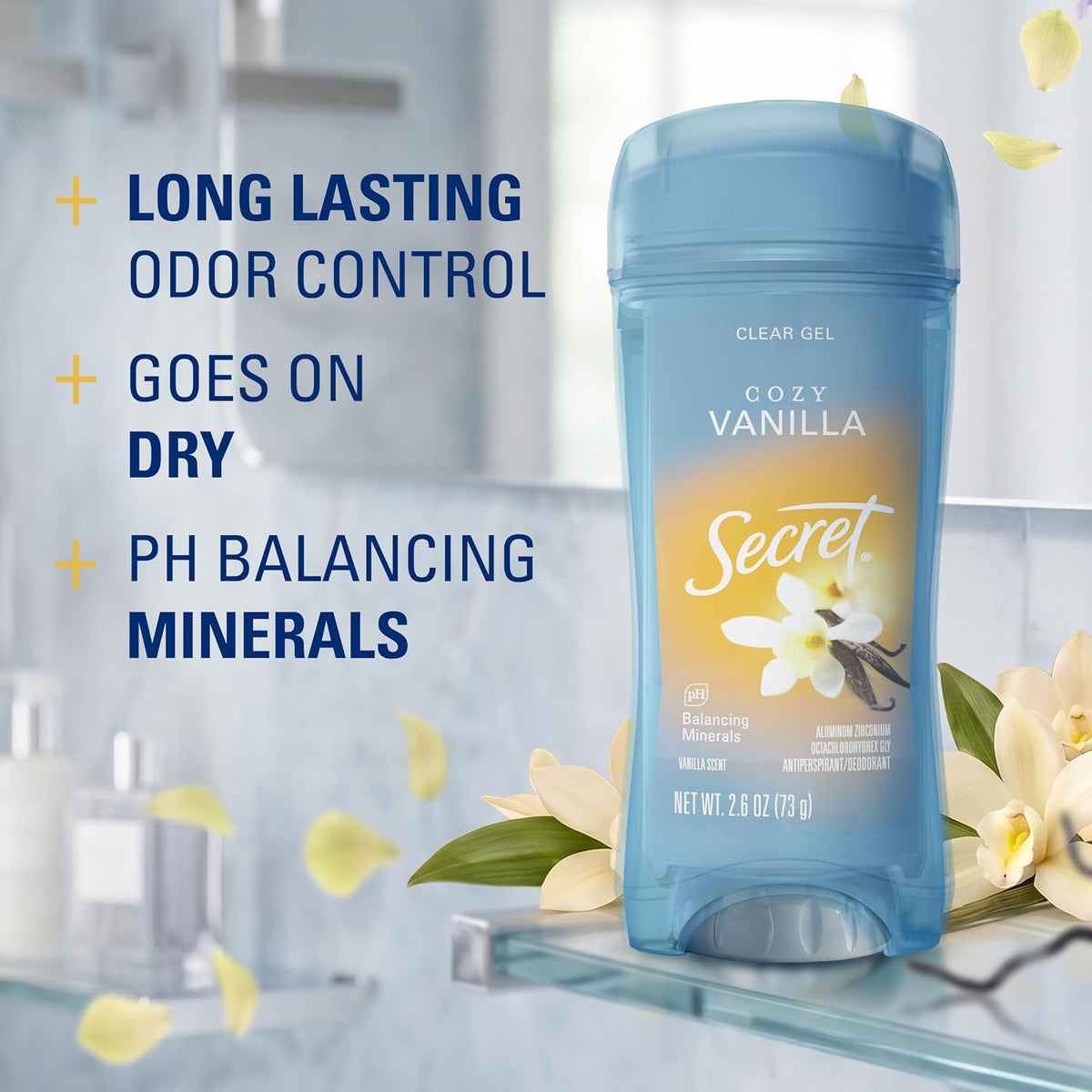 Secret Fresh Antiperspirant Deodorant for Women, 72hr Breathable Sweat & Odor Protection, Instant Freshness & Gentle, PH Balancing Minerals, Clear Gel, Relaxing Lavender Scent, 2.6 oz