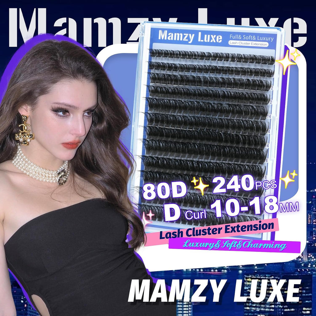 Lash Clusters Wispy 80D Eyelash Clusters 10-18mm Fluff Cluster Eyelash Extensions D Curl No Plastic Feel Individual Lashes Extension 240 Pcs Versatile False Eyelashes Clusters