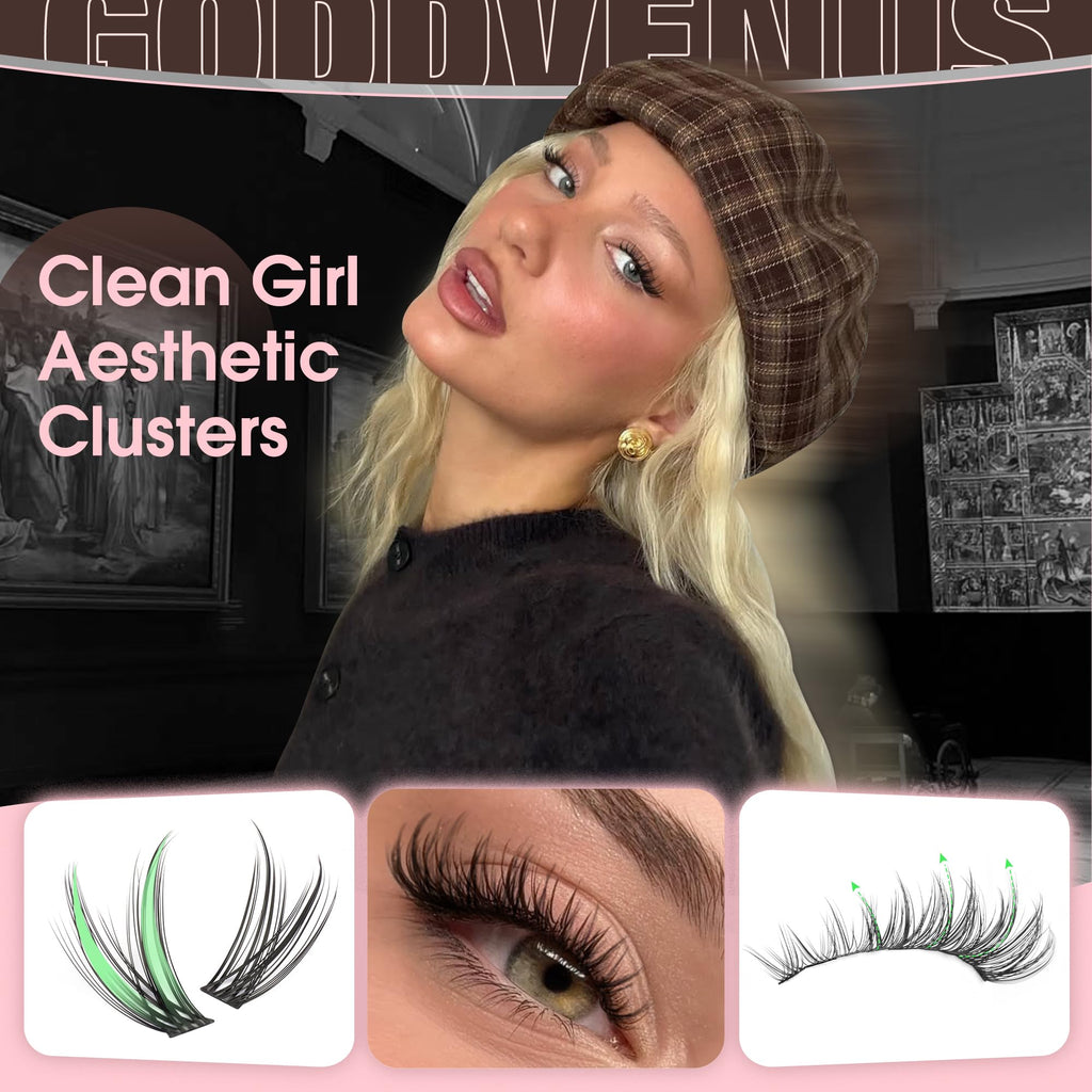 Goddvenus Lash Clusters Kit Wispy Eyelash Clusters Lashes Natural DIY Lash Extension Kit 10-16mm Cluster Eyelash Extensions Kit 300pcs C Curl Individual Lashes Cluster Eyelash (With Tweezers)