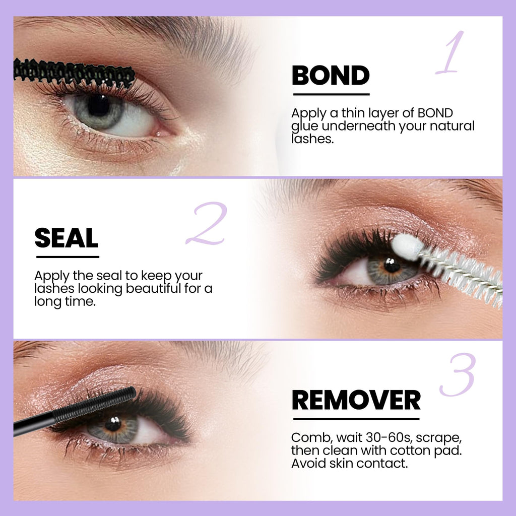 GAQQI Lash Cluster Glue, Waterproof Bond and Seal Lash Glue, Black - 2PCS