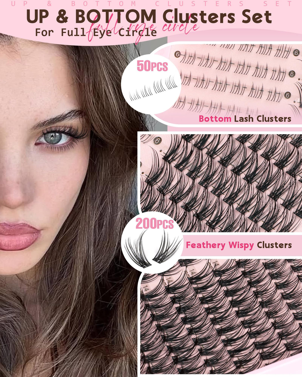 Goddvenus Lash Clusters Kit Wispy Eyelash Clusters Lashes Natural DIY Lash Extension Kit 10-16mm Cluster Eyelash Extensions Kit 300pcs C Curl Individual Lashes Cluster Eyelash (With Tweezers)