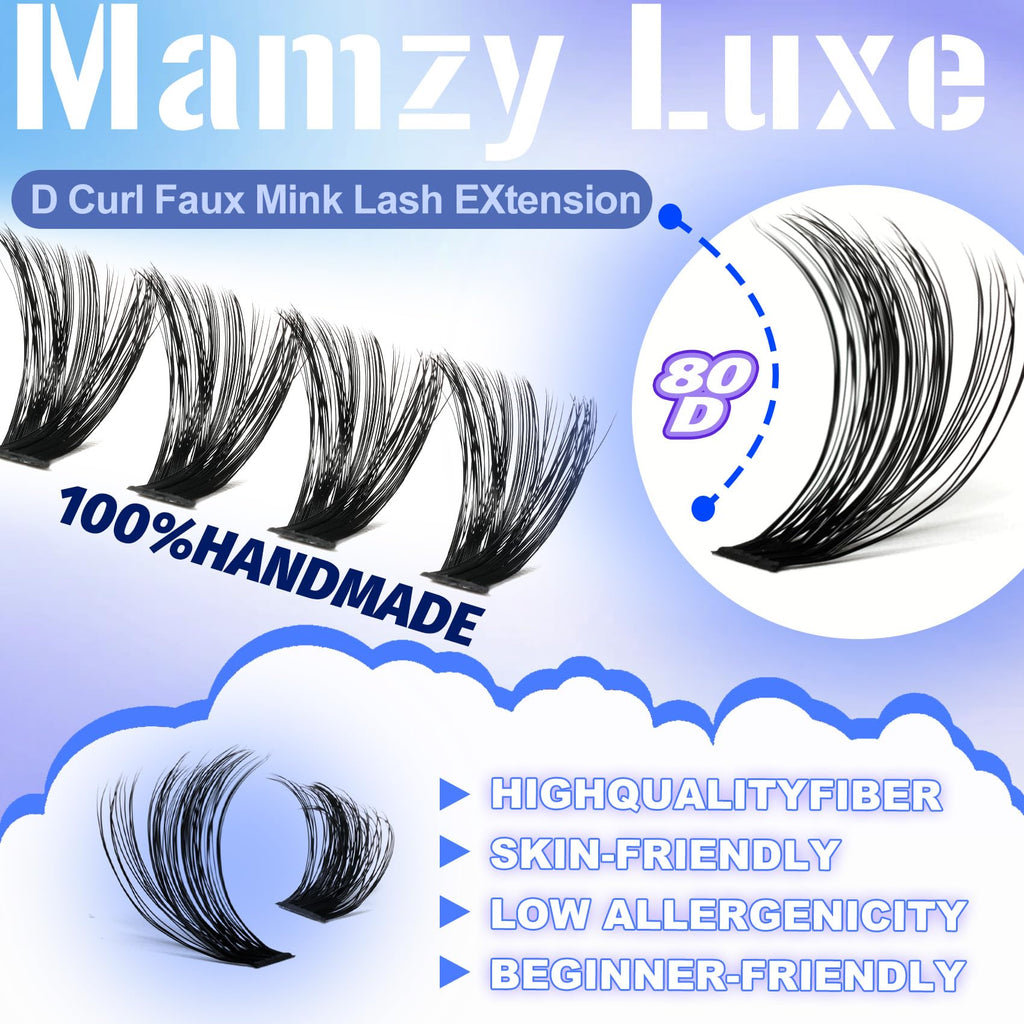Lash Clusters Wispy 80D Eyelash Clusters 10-18mm Fluff Cluster Eyelash Extensions D Curl No Plastic Feel Individual Lashes Extension 240 Pcs Versatile False Eyelashes Clusters