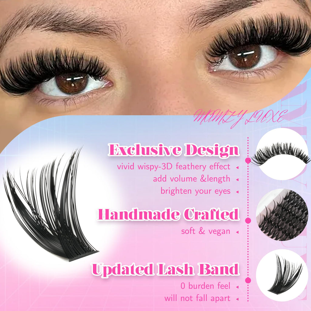 Lash Clusters Wispy 80D Eyelash Clusters 10-18mm Fluff Cluster Eyelash Extensions D Curl No Plastic Feel Individual Lashes Extension 240 Pcs Versatile False Eyelashes Clusters