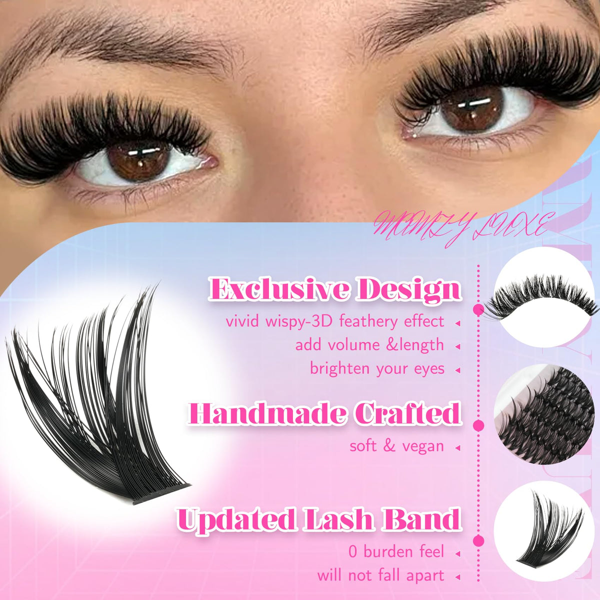 Lash Clusters Wispy 80D Eyelash Clusters 10-18mm Fluff Cluster Eyelash Extensions D Curl No Plastic Feel Individual Lashes Extension 240 Pcs Versatile False Eyelashes Clusters