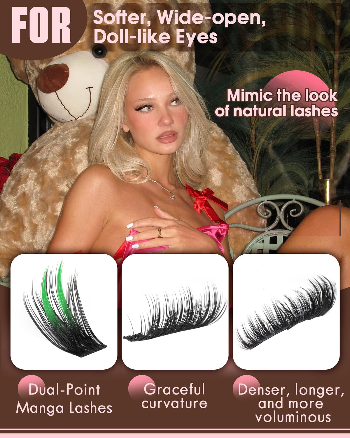 Goddvenus Lash Clusters Kit Wispy Eyelash Clusters Lashes Natural DIY Lash Extension Kit 10-16mm Cluster Eyelash Extensions Kit 300pcs C Curl Individual Lashes Cluster Eyelash (With Tweezers)
