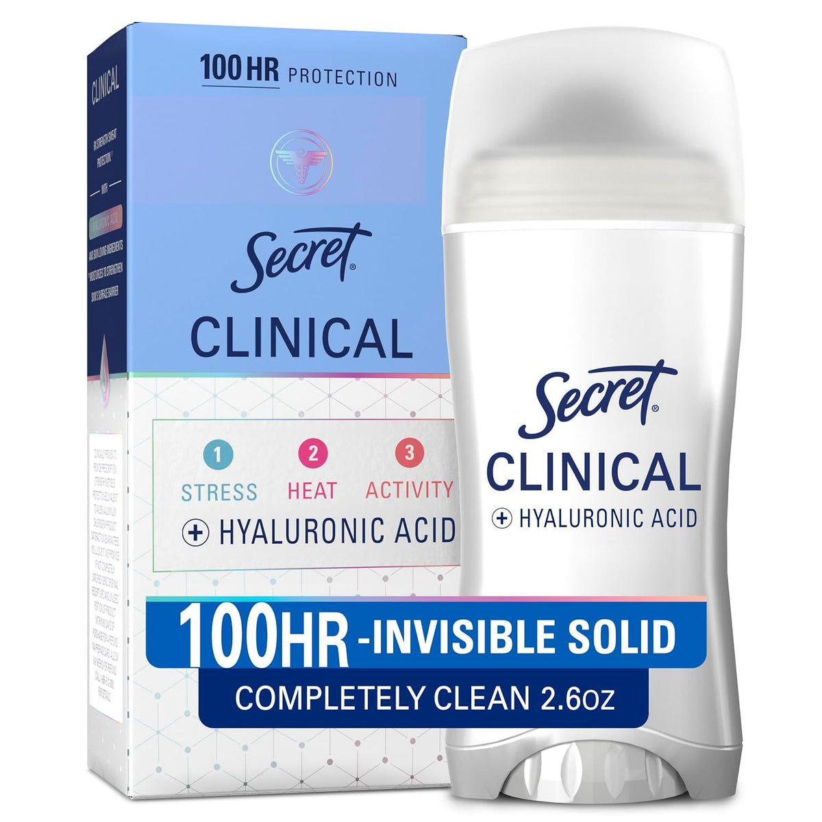 Secret Clinical Strength 100HR Defense, Invisible Solid Antiperspirant Deodorant for Women, A'Ja Wilson Edition, Triple Threat Sweat Protection, Hyaluronic Acid, Court Queen Citrus Scent, 2.6 oz