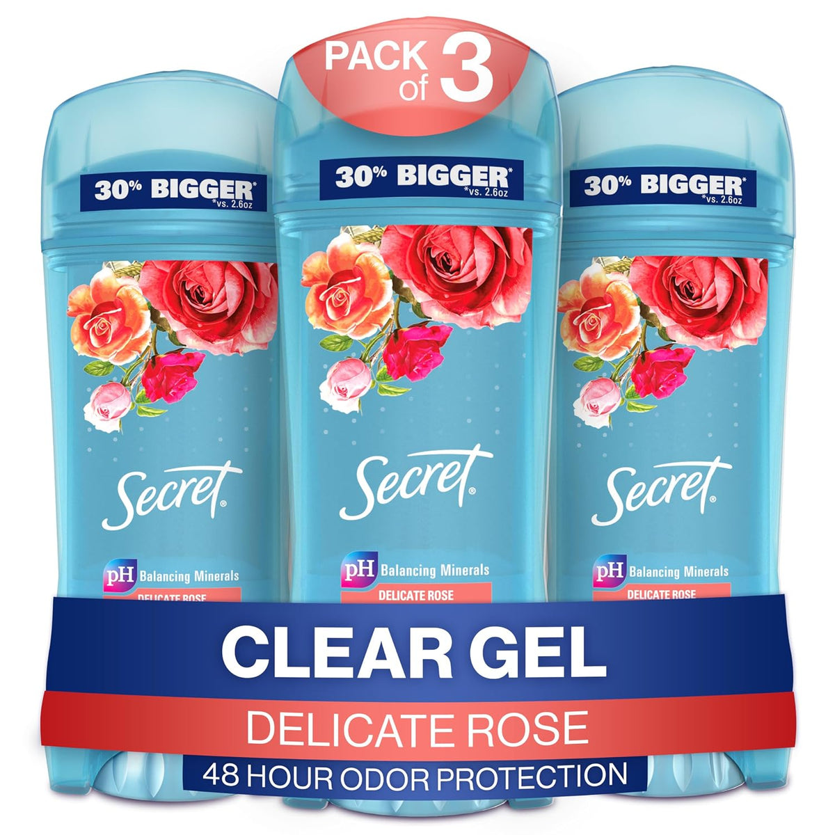 Secret Fresh Antiperspirant Deodorant for Women, 72hr Breathable Sweat & Odor Protection, Instant Freshness & Gentle, PH Balancing Minerals, Clear Gel, Relaxing Lavender Scent, 2.6 oz