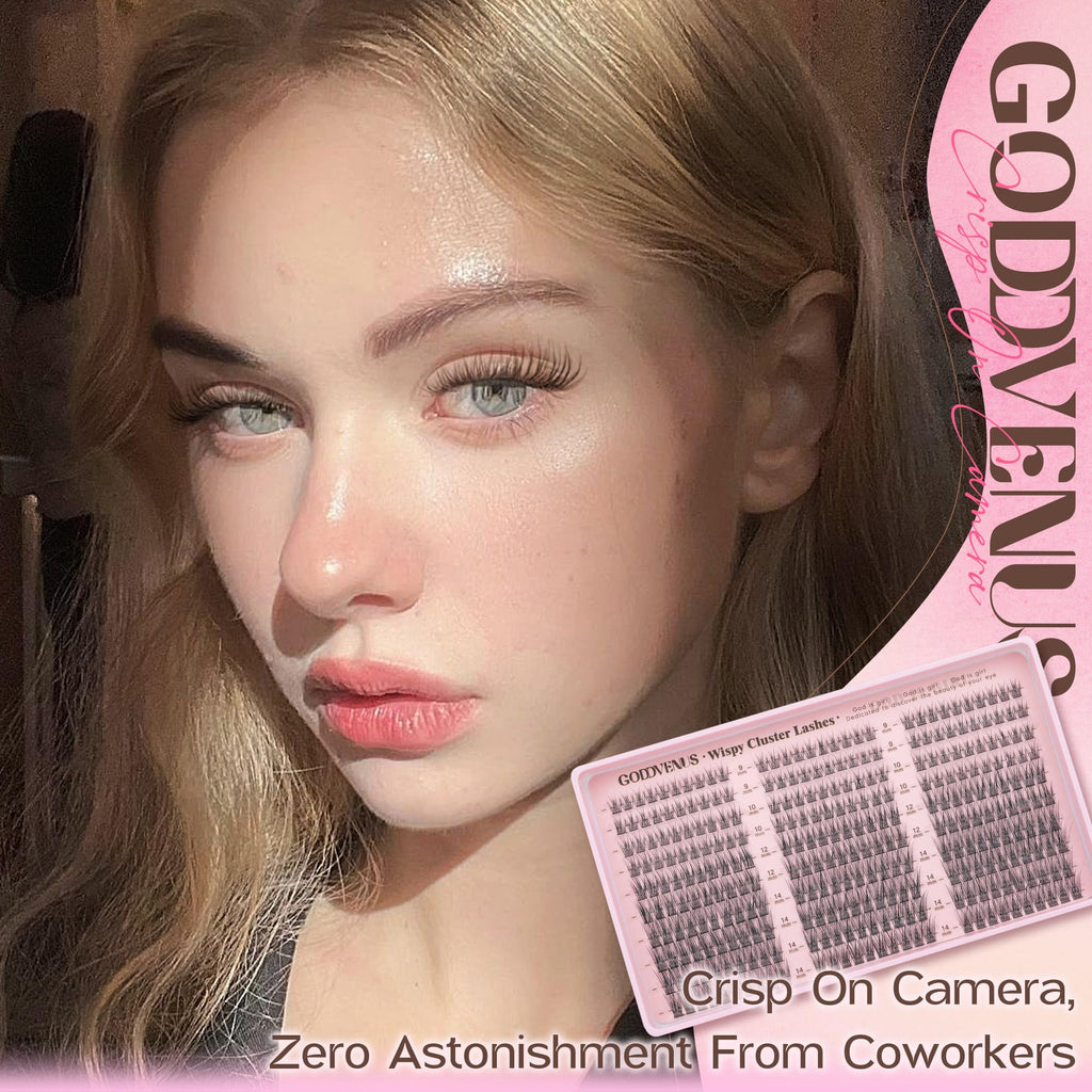 Goddvenus Lash Clusters Kit Wispy Eyelash Clusters Lashes Natural DIY Lash Extension Kit 10-16mm Cluster Eyelash Extensions Kit 300pcs C Curl Individual Lashes Cluster Eyelash (With Tweezers)