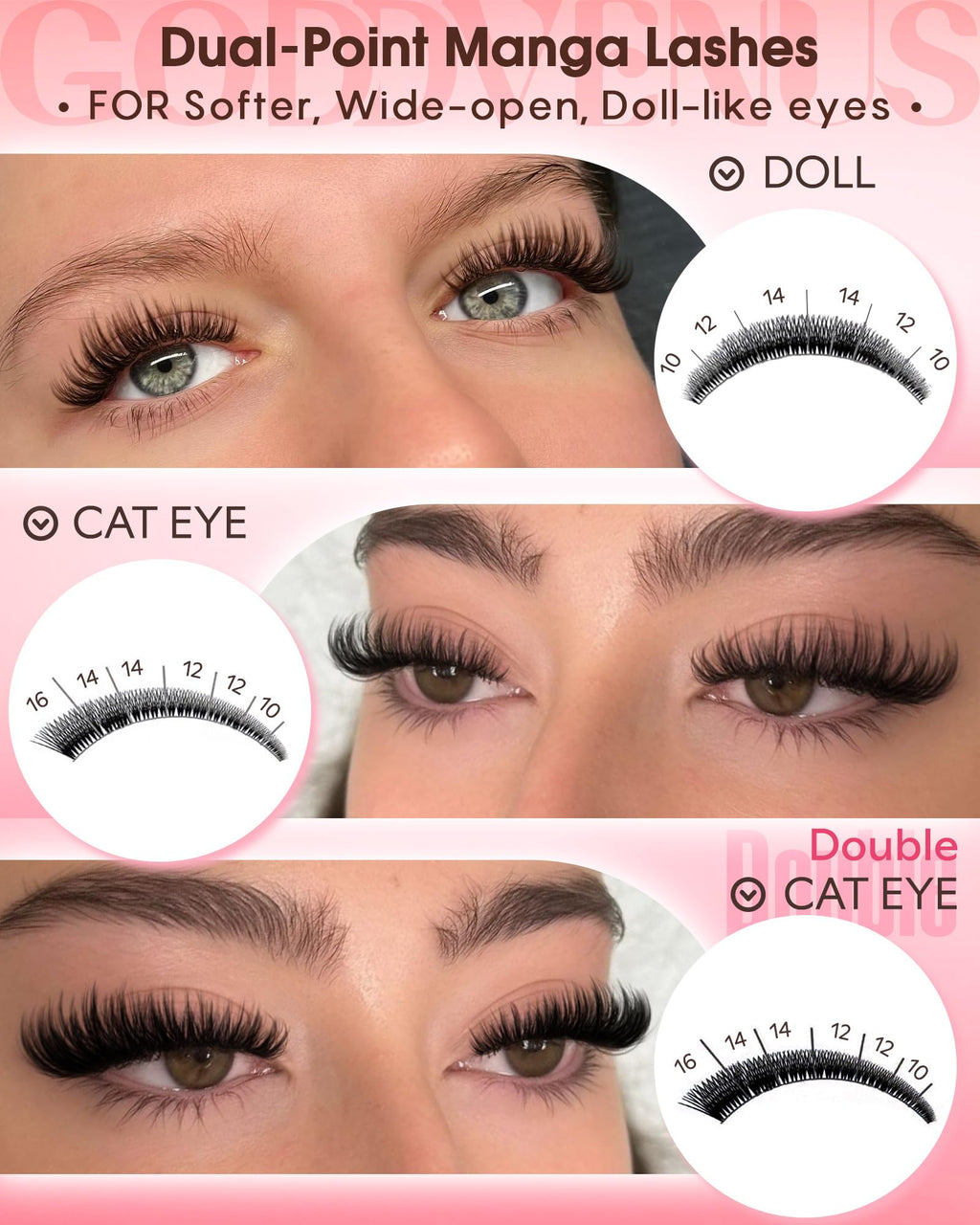 Goddvenus Lash Clusters Kit Wispy Eyelash Clusters Lashes Natural DIY Lash Extension Kit 10-16mm Cluster Eyelash Extensions Kit 300pcs C Curl Individual Lashes Cluster Eyelash (With Tweezers)