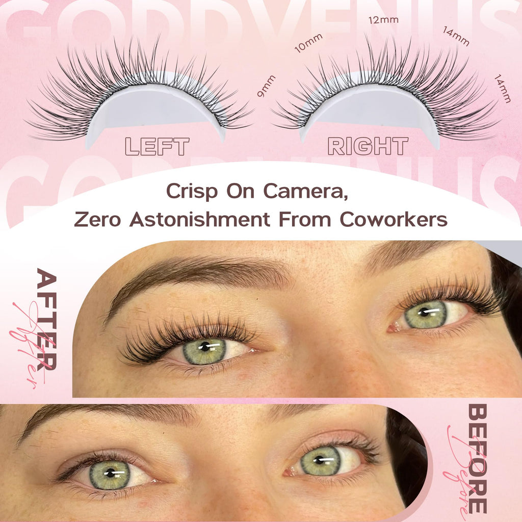 Goddvenus Lash Clusters Kit Wispy Eyelash Clusters Lashes Natural DIY Lash Extension Kit 10-16mm Cluster Eyelash Extensions Kit 300pcs C Curl Individual Lashes Cluster Eyelash (With Tweezers)