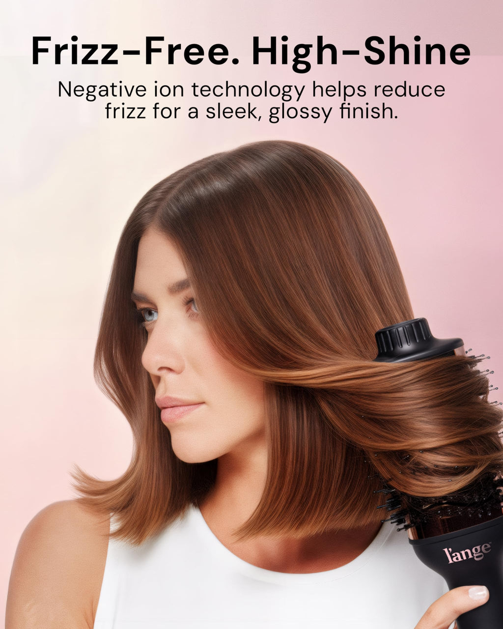 L'ANGE HAIR Le Volume 2-in-1 Titanium Blow Dryer Brush | Frizz Control Blowout Hair Dryer Brush for Drying and Styling | Volumizing Hot Air Styler for All Hairstyles | Oval Barrel | Black - 75mm