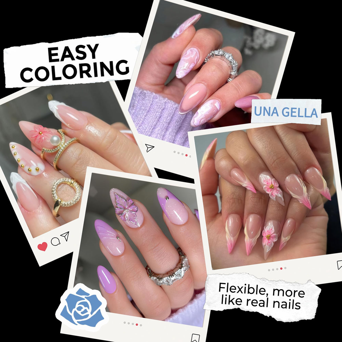 UNA GELLA 20ml*2PCS Nail Glue Remover for Press on, Multi-Functional Pinpoint Glue Remover Fast Removal Gentle Non-Acetone with Crystal Sticks for Nails Polish False Acrylic Nail Tips Home DIY