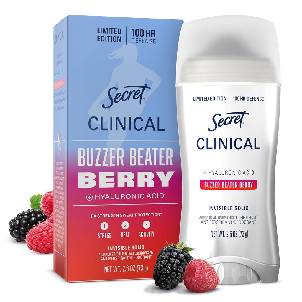 Secret Clinical Strength 100HR Defense, Invisible Solid Antiperspirant Deodorant for Women, A'Ja Wilson Edition, Triple Threat Sweat Protection, Hyaluronic Acid, Court Queen Citrus Scent, 2.6 oz
