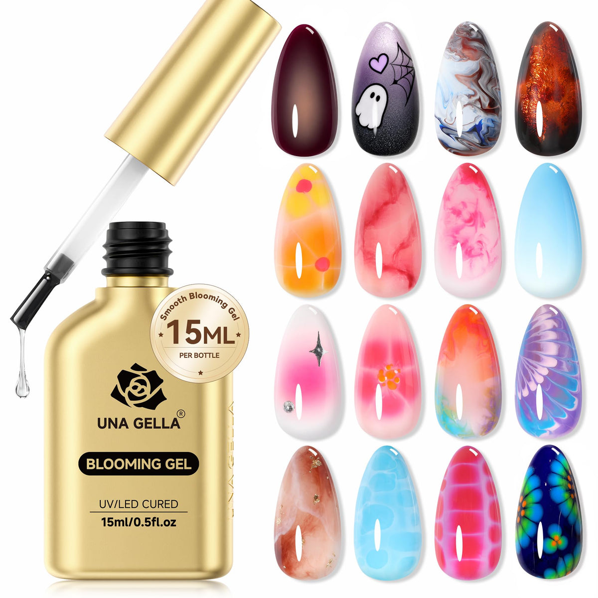 UNA GELLA 20ml*2PCS Nail Glue Remover for Press on, Multi-Functional Pinpoint Glue Remover Fast Removal Gentle Non-Acetone with Crystal Sticks for Nails Polish False Acrylic Nail Tips Home DIY