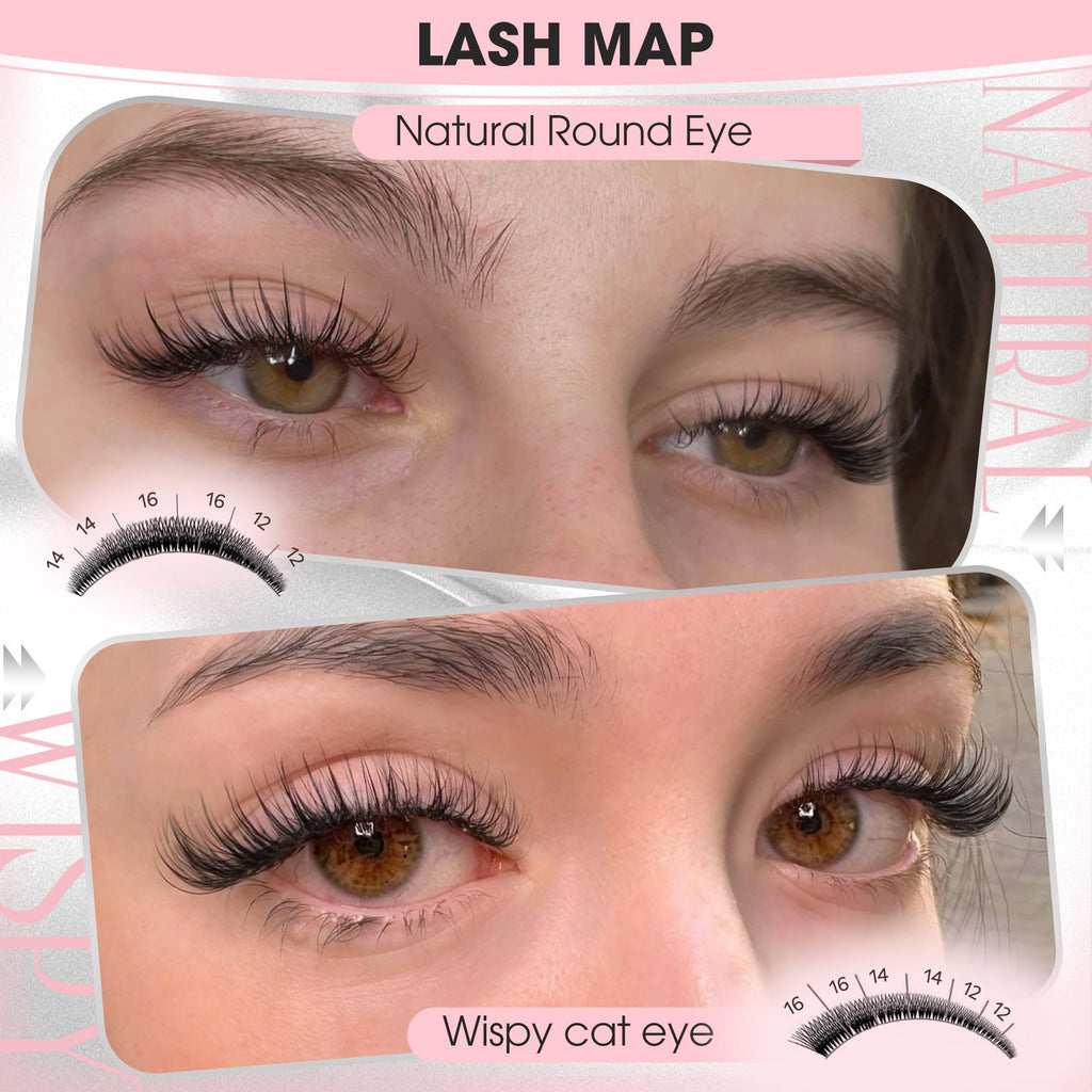Goddvenus Lash Clusters Kit Wispy Eyelash Clusters Lashes Natural DIY Lash Extension Kit 10-16mm Cluster Eyelash Extensions Kit 300pcs C Curl Individual Lashes Cluster Eyelash (With Tweezers)