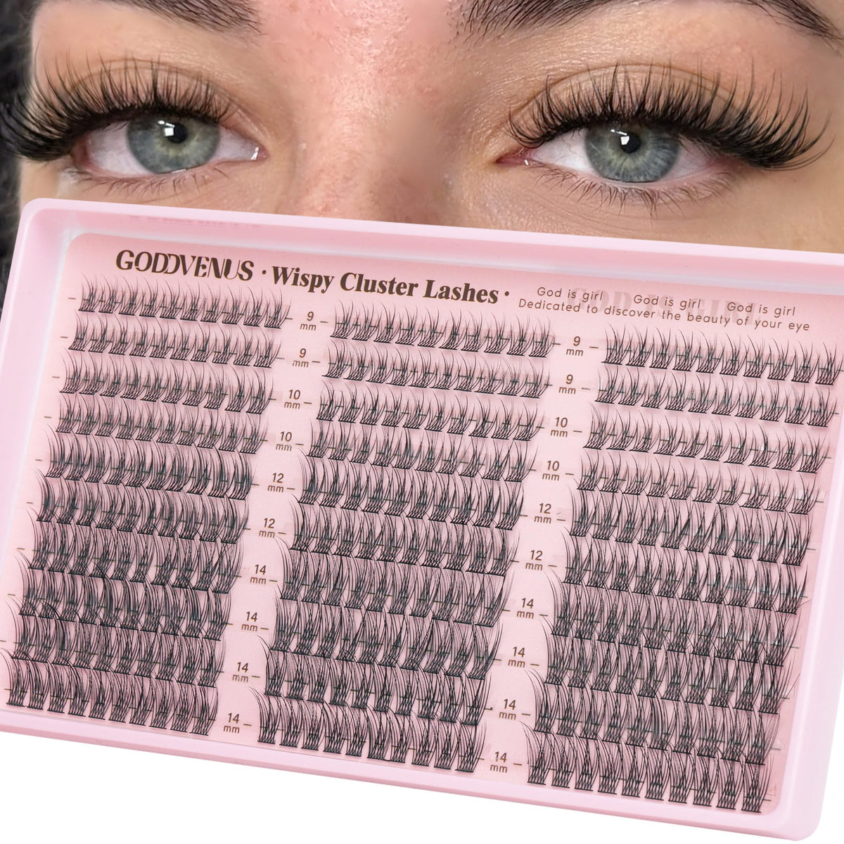 Goddvenus Lash Clusters Kit Wispy Eyelash Clusters Lashes Natural DIY Lash Extension Kit 10-16mm Cluster Eyelash Extensions Kit 300pcs C Curl Individual Lashes Cluster Eyelash (With Tweezers)