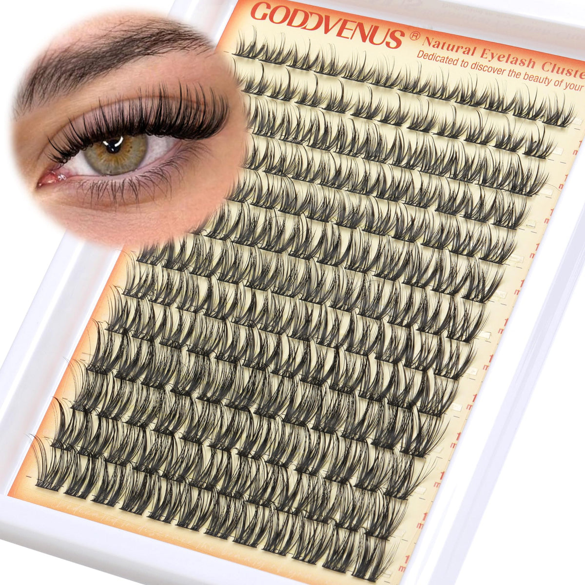Goddvenus Lash Clusters Kit Wispy Eyelash Clusters Lashes Natural DIY Lash Extension Kit 10-16mm Cluster Eyelash Extensions Kit 300pcs C Curl Individual Lashes Cluster Eyelash (With Tweezers)