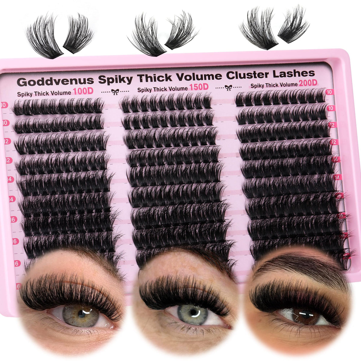 Goddvenus Lash Clusters Kit Wispy Eyelash Clusters Lashes Natural DIY Lash Extension Kit 10-16mm Cluster Eyelash Extensions Kit 300pcs C Curl Individual Lashes Cluster Eyelash (With Tweezers)