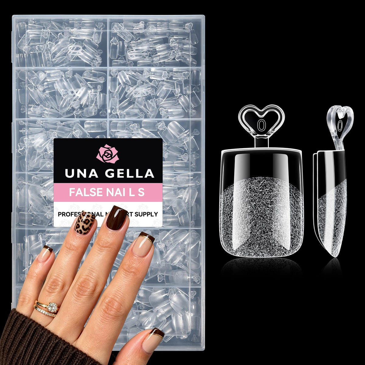 UNA GELLA Almond Gel Nail Tips 504PCS Pre-Etched Clear Fake Nails Tips
