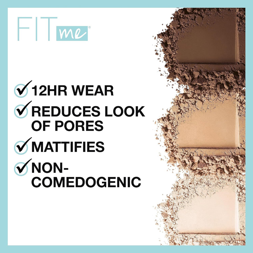 Maybelline Fit Me Matte + Poreless Pressed Face Powder Makeup & Setting Powder, Natural Beige, 1 Count