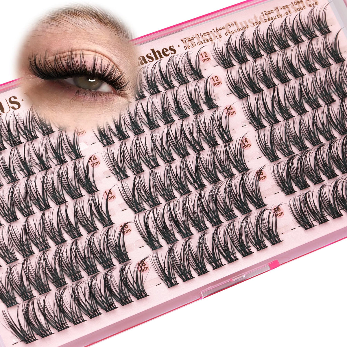 Goddvenus Lash Clusters Kit Wispy Eyelash Clusters Lashes Natural DIY Lash Extension Kit 10-16mm Cluster Eyelash Extensions Kit 300pcs C Curl Individual Lashes Cluster Eyelash (With Tweezers)