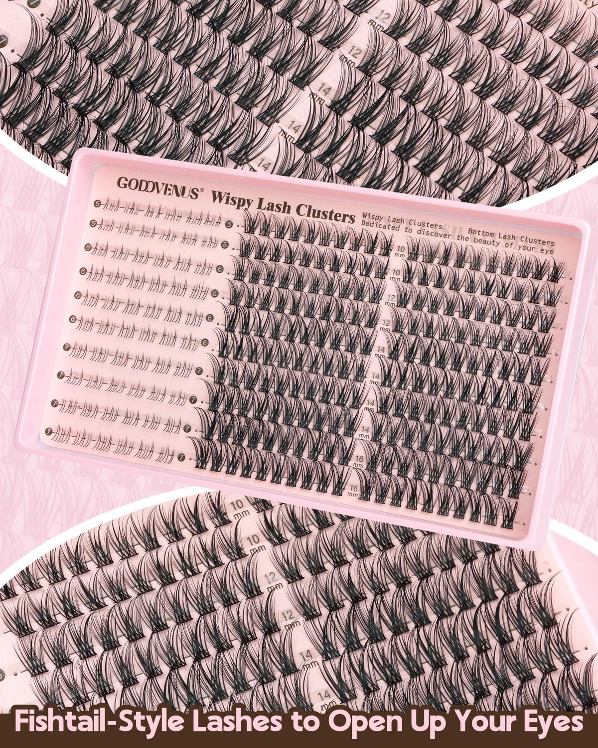 Goddvenus Lash Clusters Kit Wispy Eyelash Clusters Lashes Natural DIY Lash Extension Kit 10-16mm Cluster Eyelash Extensions Kit 300pcs C Curl Individual Lashes Cluster Eyelash (With Tweezers)