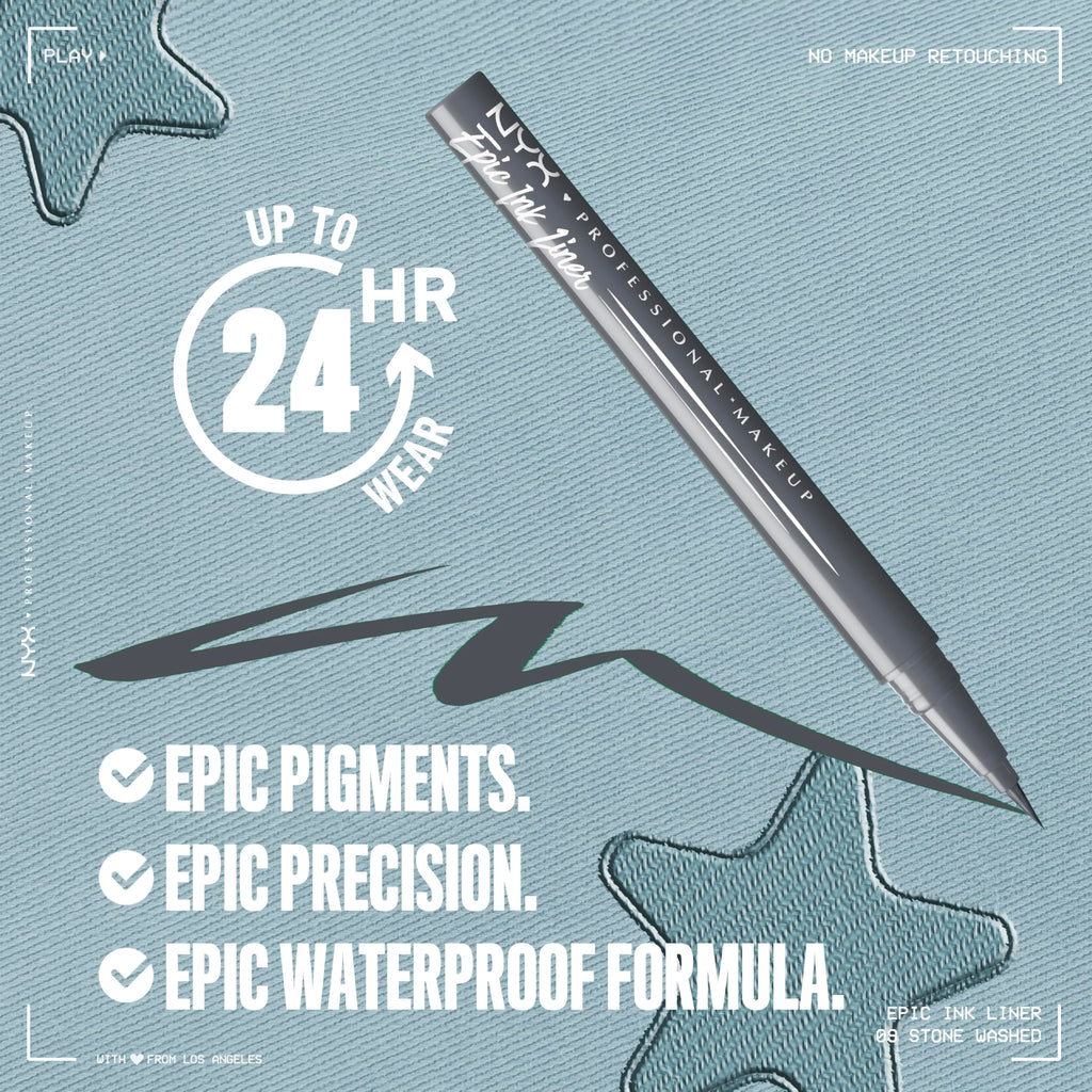 NYX PROFESSIONAL MAKEUP Epic Ink Eyeliner with Up To 24HR Wear, Black