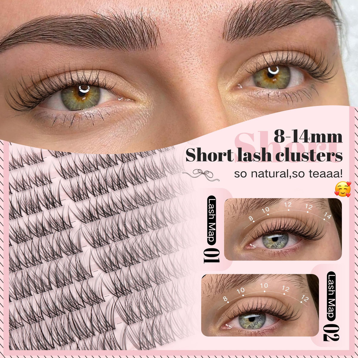 Goddvenus Lash Clusters Kit Wispy Eyelash Clusters Lashes Natural DIY Lash Extension Kit 10-16mm Cluster Eyelash Extensions Kit 300pcs C Curl Individual Lashes Cluster Eyelash (With Tweezers)