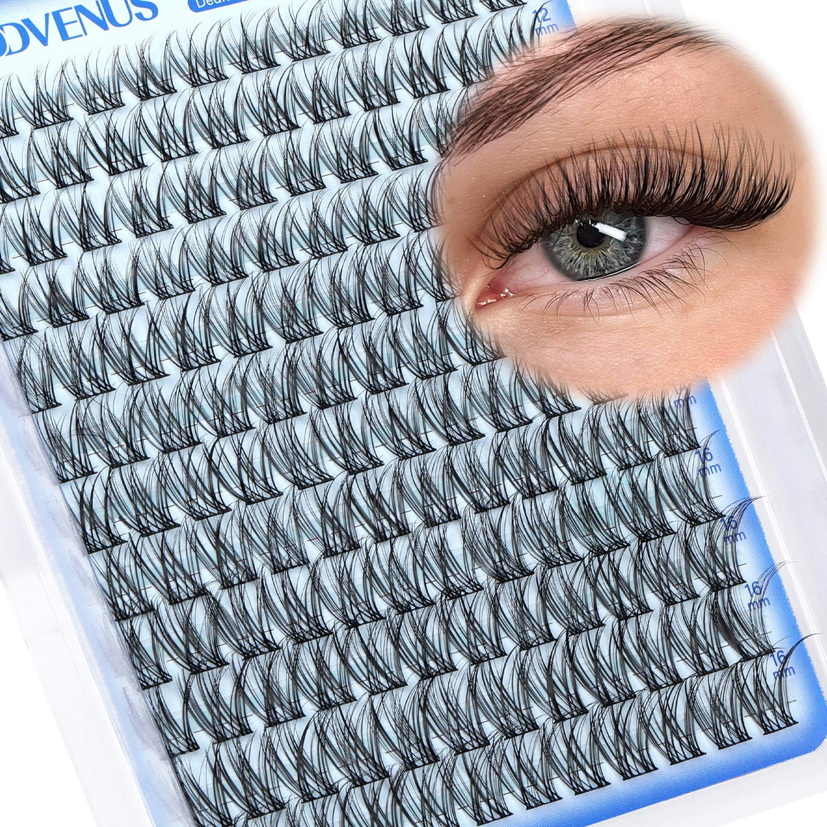Goddvenus Lash Clusters Kit Wispy Eyelash Clusters Lashes Natural DIY Lash Extension Kit 10-16mm Cluster Eyelash Extensions Kit 300pcs C Curl Individual Lashes Cluster Eyelash (With Tweezers)