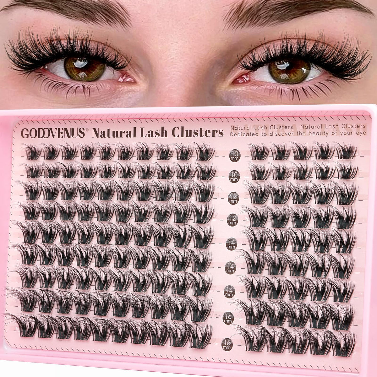 Goddvenus Lash Clusters Kit Wispy Eyelash Clusters Lashes Natural DIY Lash Extension Kit 10-16mm Cluster Eyelash Extensions Kit 300pcs C Curl Individual Lashes Cluster Eyelash (With Tweezers)