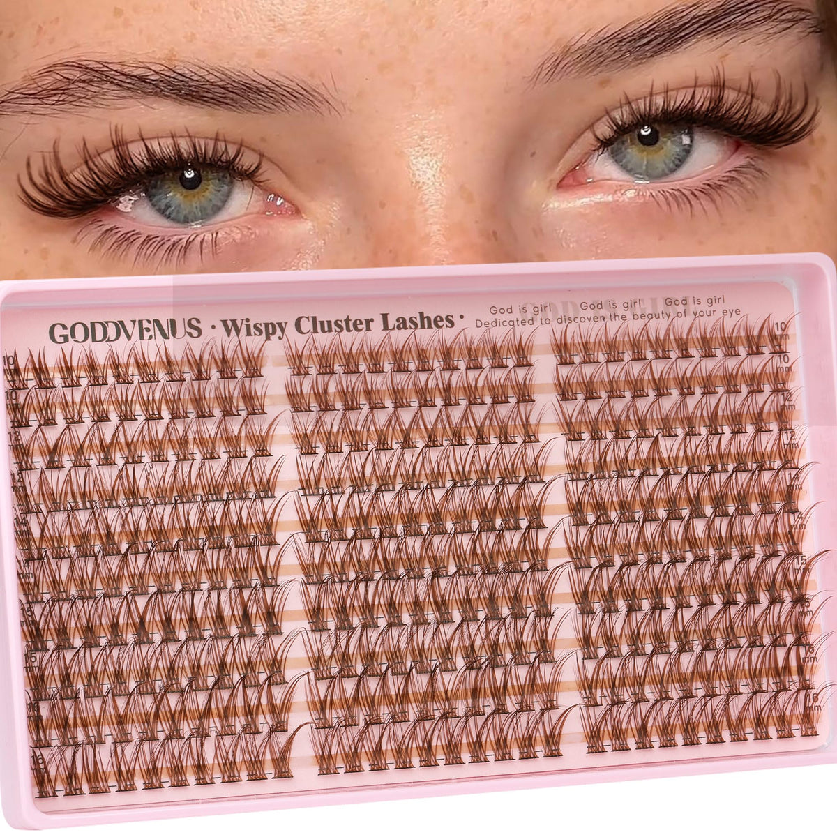 Goddvenus Lash Clusters Kit Wispy Eyelash Clusters Lashes Natural DIY Lash Extension Kit 10-16mm Cluster Eyelash Extensions Kit 300pcs C Curl Individual Lashes Cluster Eyelash (With Tweezers)