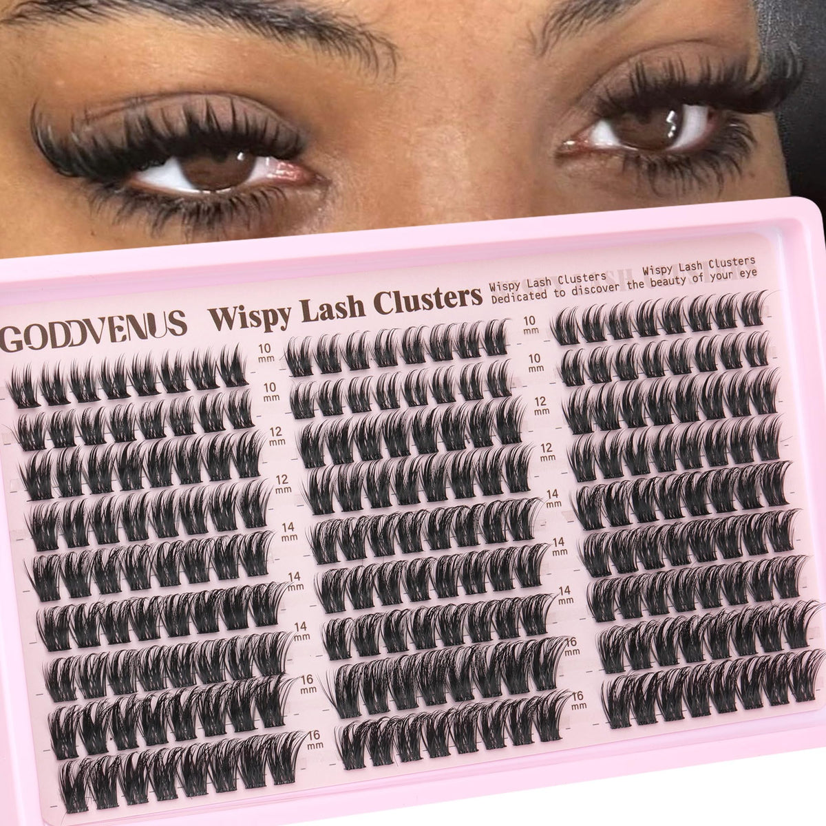 Goddvenus Lash Clusters Kit Wispy Eyelash Clusters Lashes Natural DIY Lash Extension Kit 10-16mm Cluster Eyelash Extensions Kit 300pcs C Curl Individual Lashes Cluster Eyelash (With Tweezers)