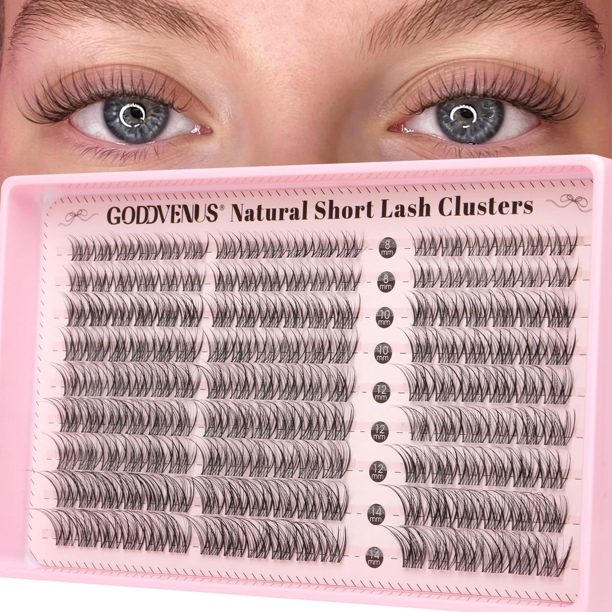 Goddvenus Lash Clusters Kit Wispy Eyelash Clusters Lashes Natural DIY Lash Extension Kit 10-16mm Cluster Eyelash Extensions Kit 300pcs C Curl Individual Lashes Cluster Eyelash (With Tweezers)