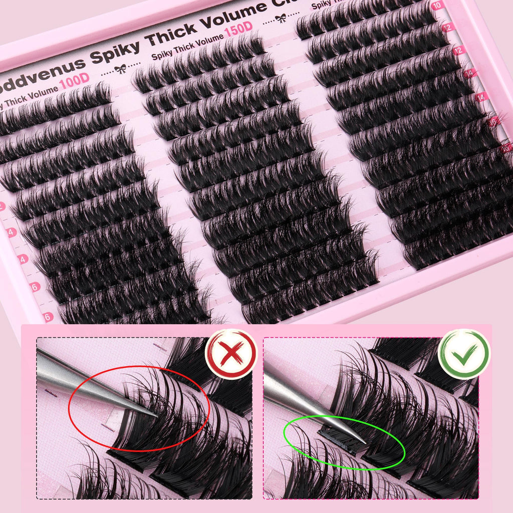 Goddvenus Lash Clusters Kit Wispy Eyelash Clusters Lashes Natural DIY Lash Extension Kit 10-16mm Cluster Eyelash Extensions Kit 300pcs C Curl Individual Lashes Cluster Eyelash (With Tweezers)